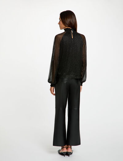 T-shirt col montant noir femme