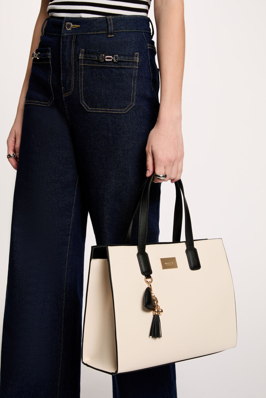 Shopper aus Kunstleder elfenbein damen