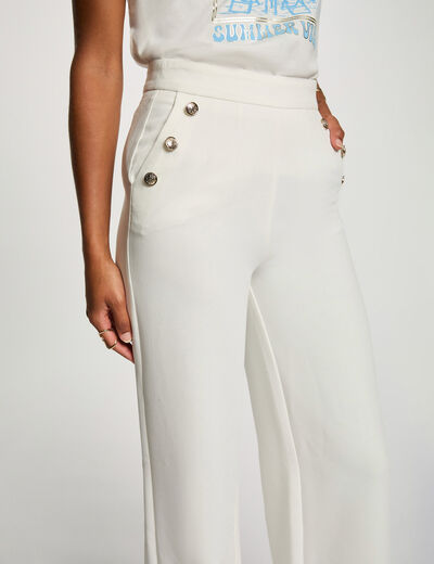 Weite Hose mit Knöpfen weiss damen