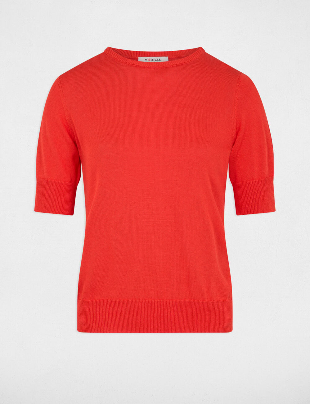Pullover mit kurzen Ärmeln dunkelorange damen