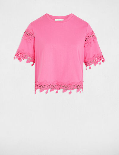 T-Shirt mit kurzen Ärmeln rosa damen