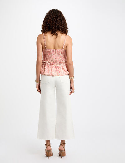 Jeans flare taille haute blanc femme