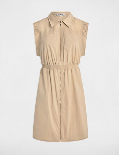 Robe courte ajustée beige femme