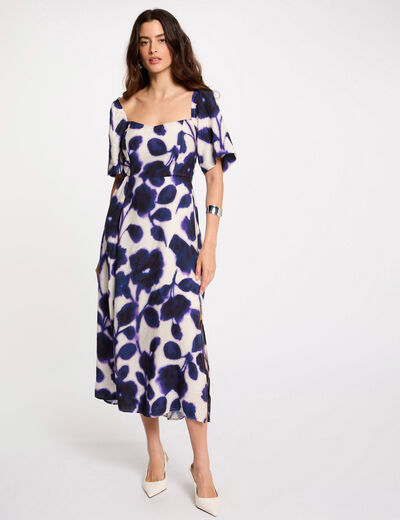 Robe longue droite imprimée multicolore femme