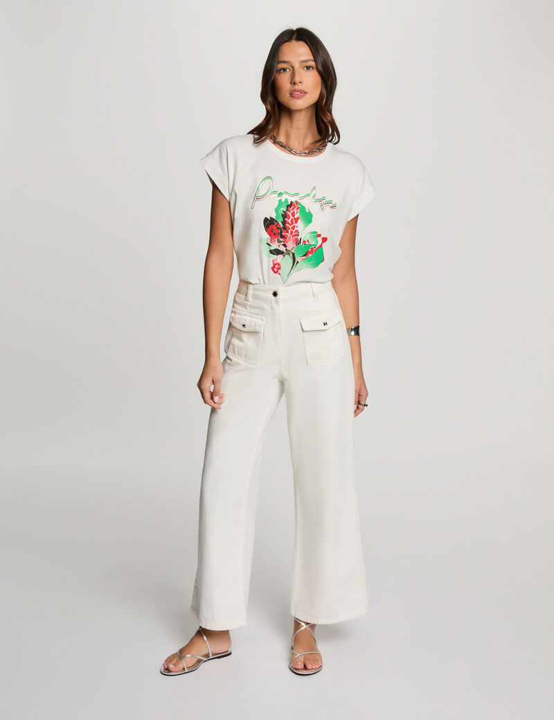 T-shirt à inscription blanc femme