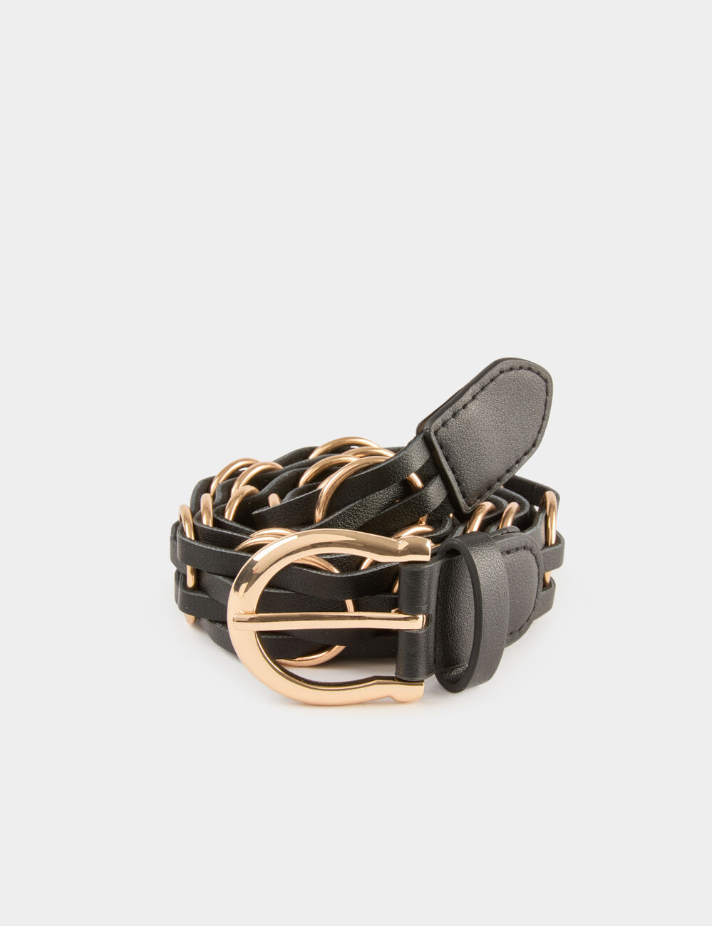Ceinture fine similicuir noir femme