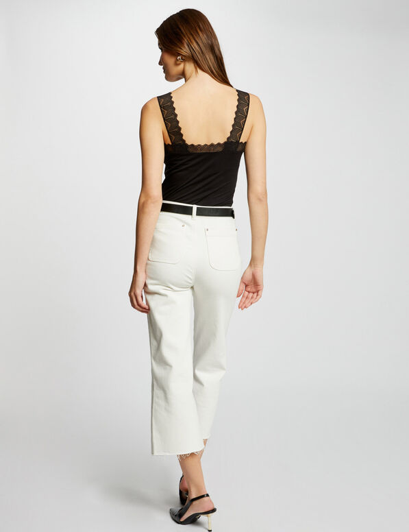 Tanktop mit Spitze schwarz damen