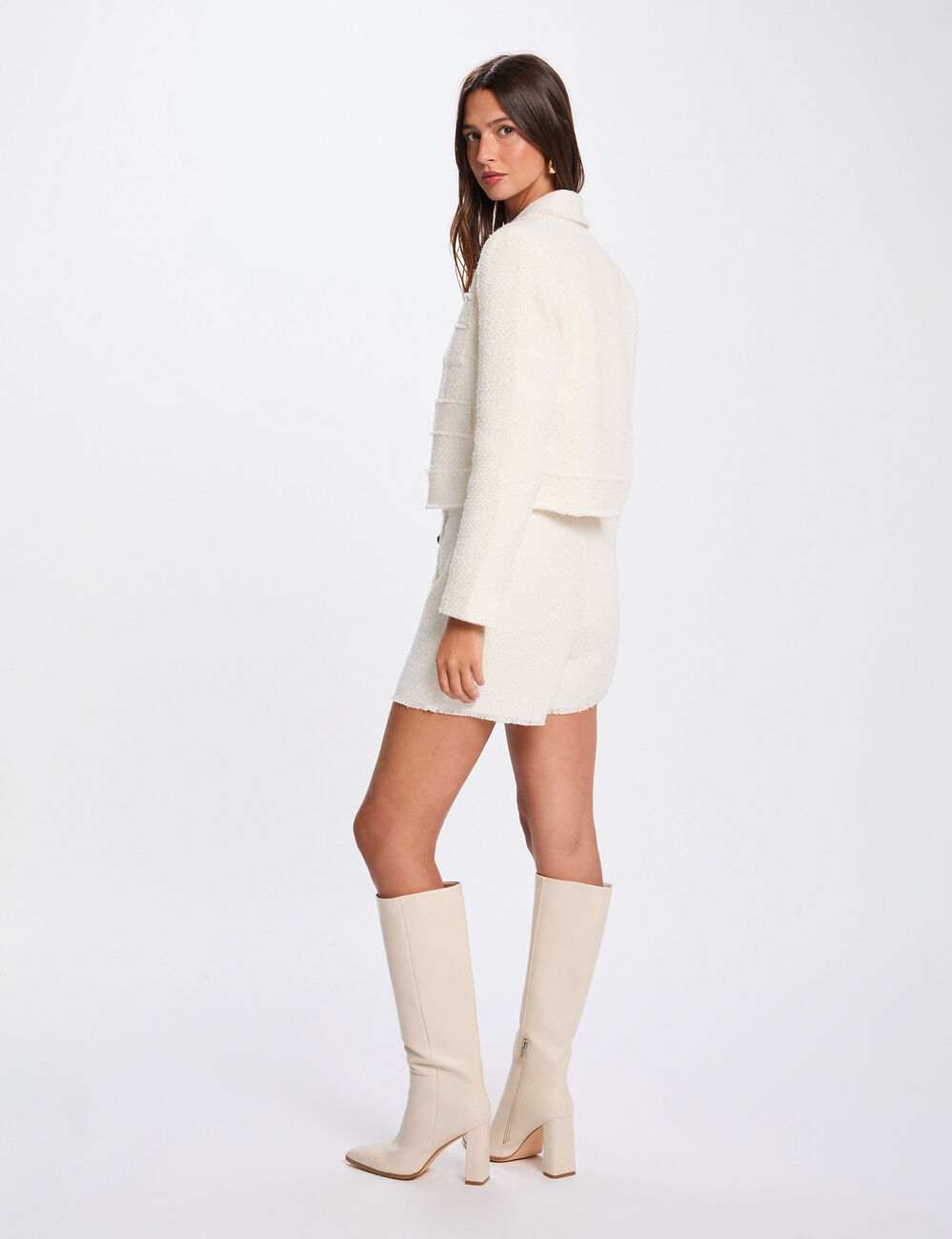 Jupe courte ajust&eacute;e ivoire femme