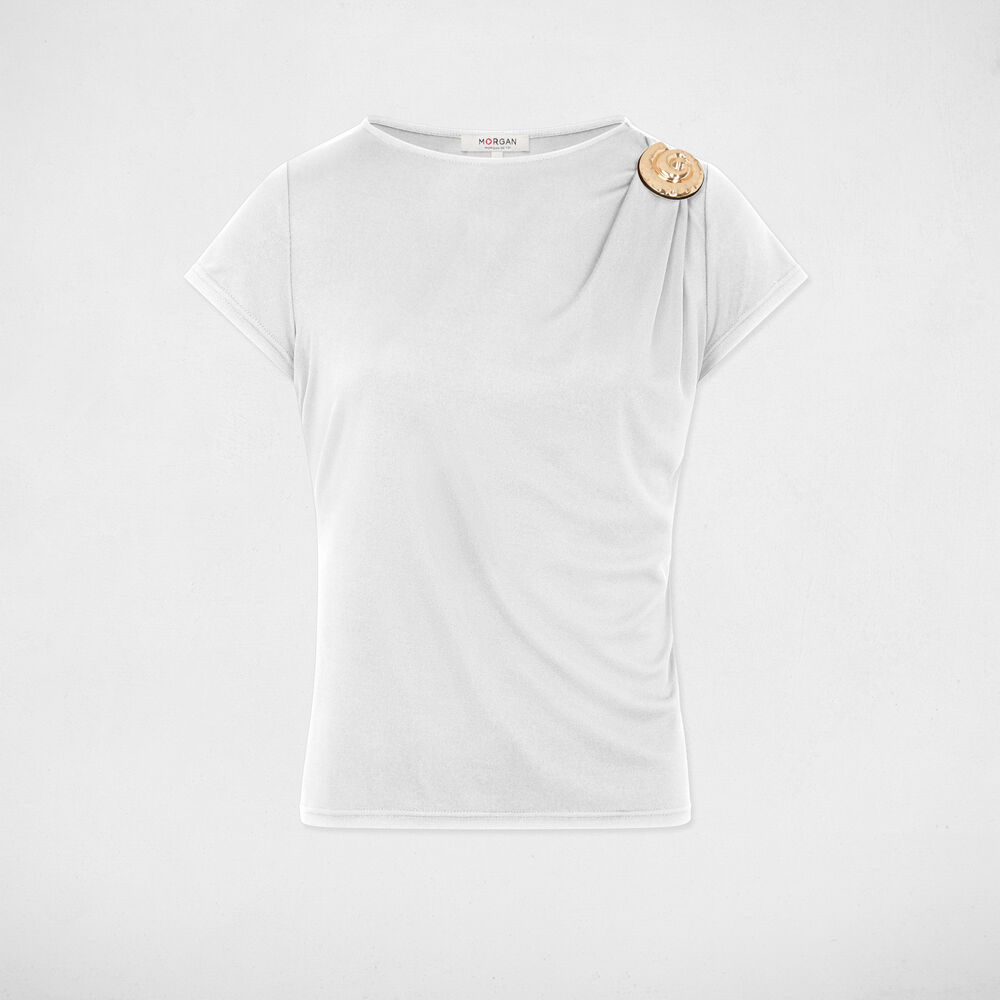 T-Shirt mit Rundhalsausschnitt weiss damen