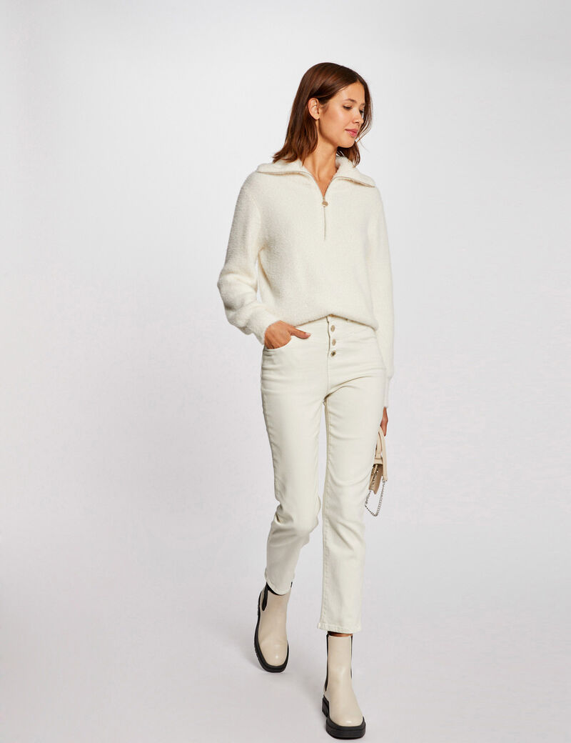 pullover und reiverschluss am kragen elfenbein damen Pullover und Reißverschluss am Kragen elfenbein damen