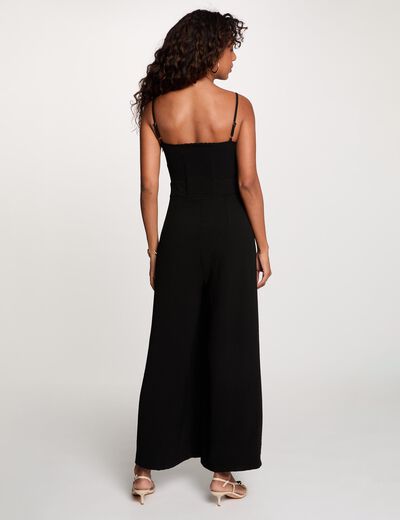 Combinaison col v noir femme