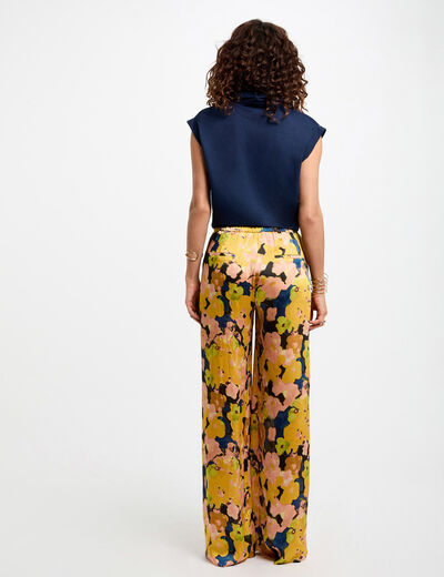 Pantalon large imprimé multicolore femme