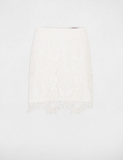 Jupe courte dentelle blanc femme