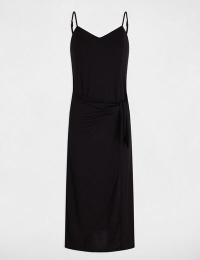 Robe midi ajustée fendue noir femme