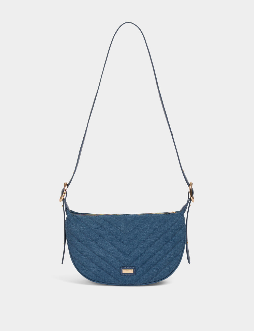 Halbmondförmige gesteppte Tasche stone denim damen