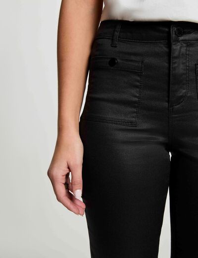Pantalon bootcut enduit noir femme