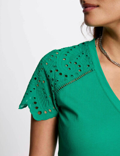 T-shirt manches courtes vert émeraude femme