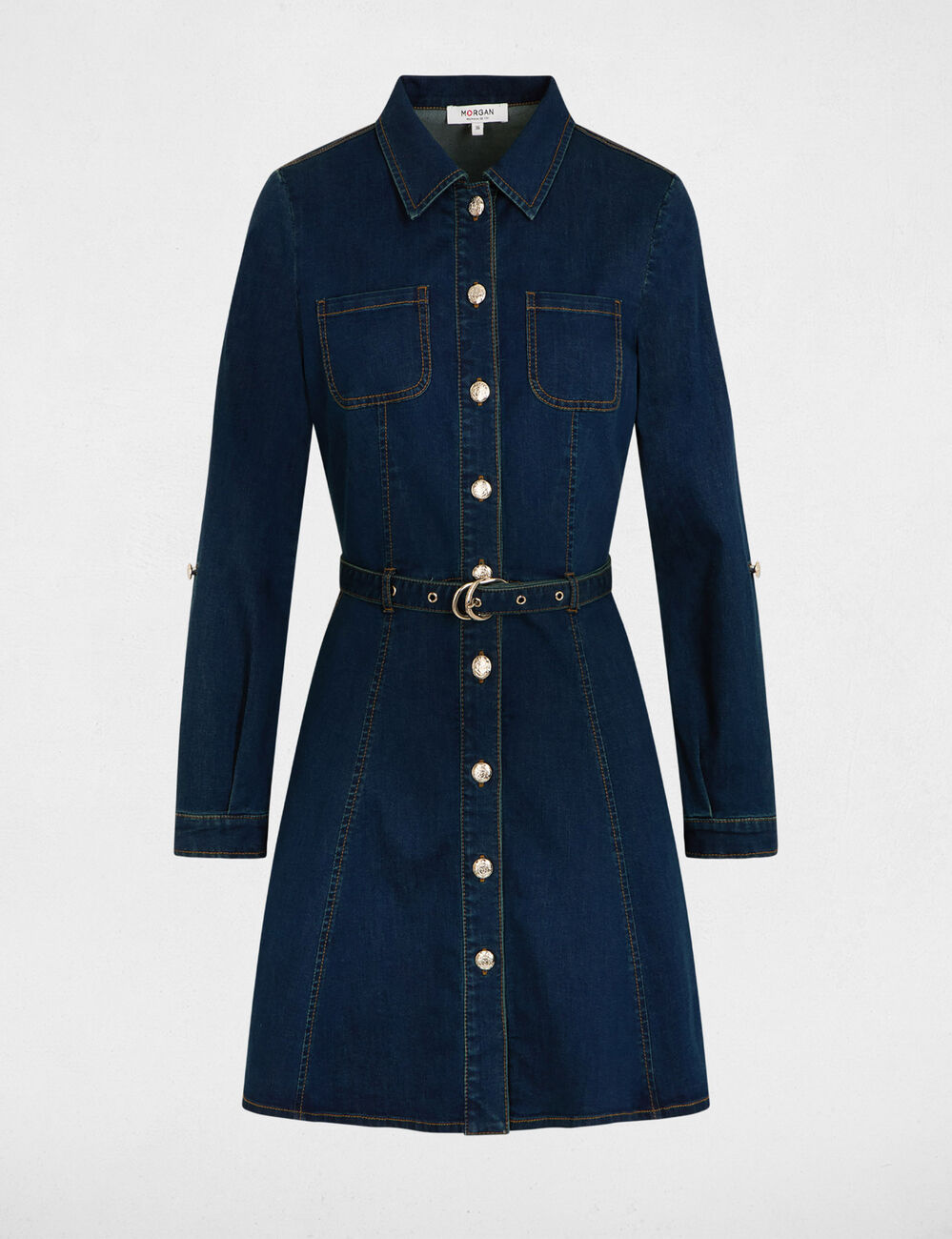 Robe courte ajust&eacute;e denim brut femme