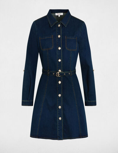 Kurzes, figurbetontes kleid rohes denim damen