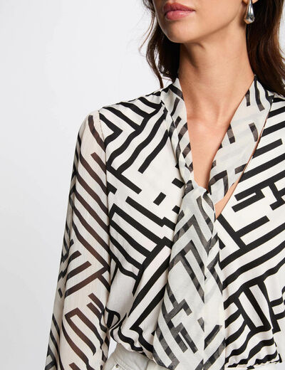 Bedrucktes Langarm-Top weiss damen
