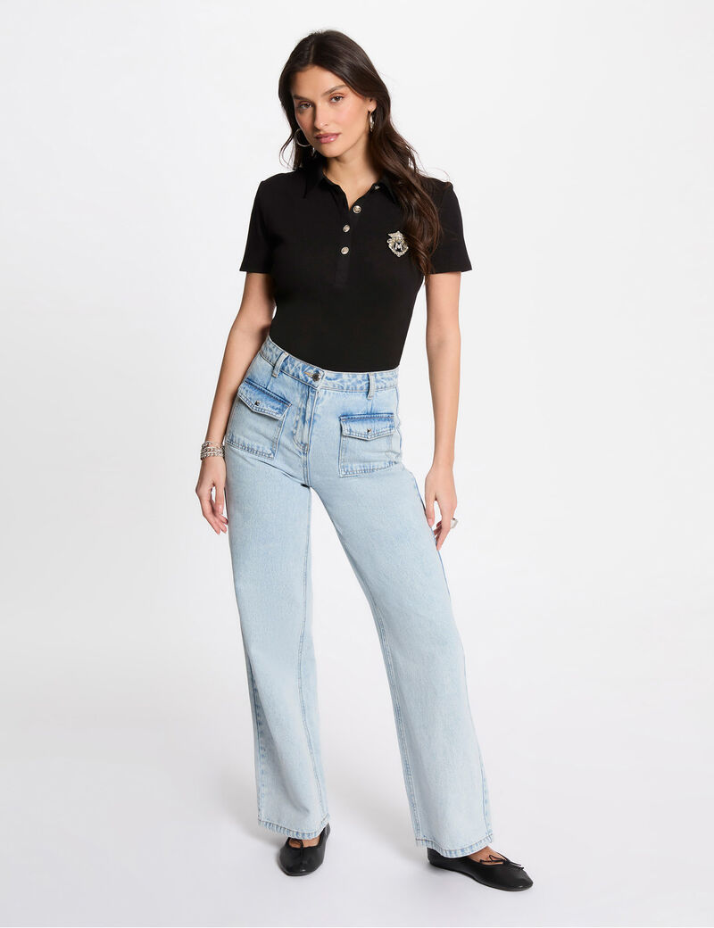 Kurzarm-T-Shirt schwarz damen