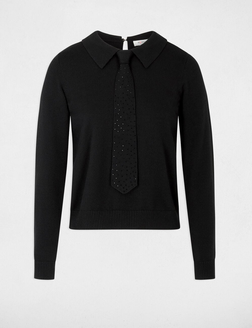 Pull col &agrave; revers noir femme