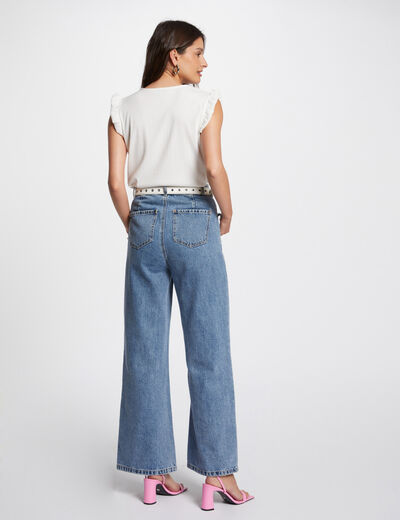 Plissee-Top mit Spitze elfenbein damen
