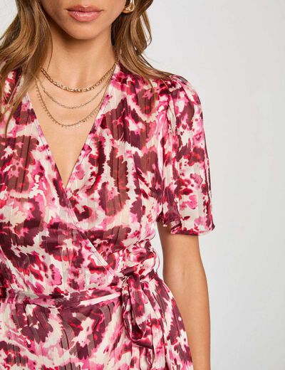 Robe midi portefeuille multicolore femme