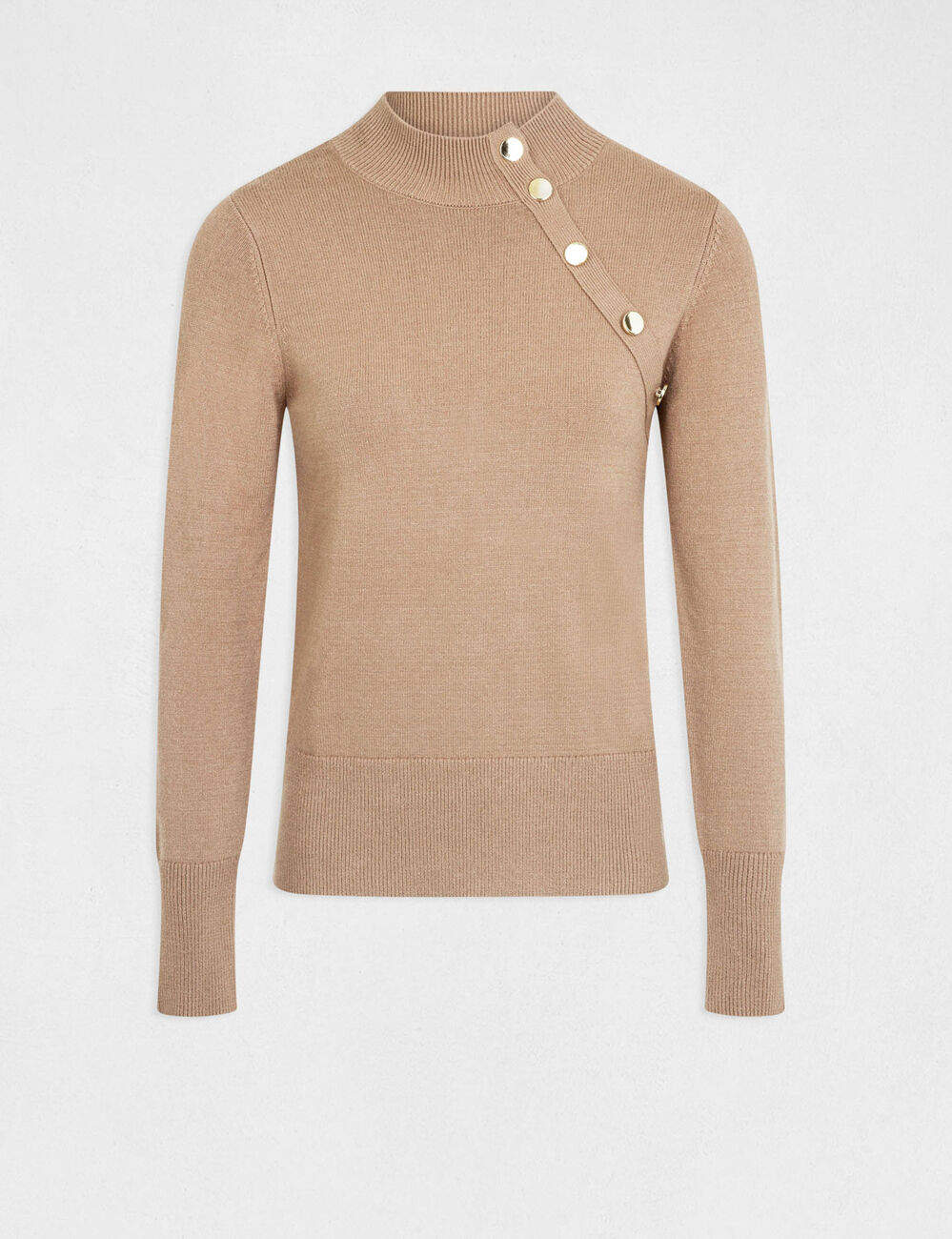 Taillierter Pullover mit Stehkragen maulwurfsgrau damen
