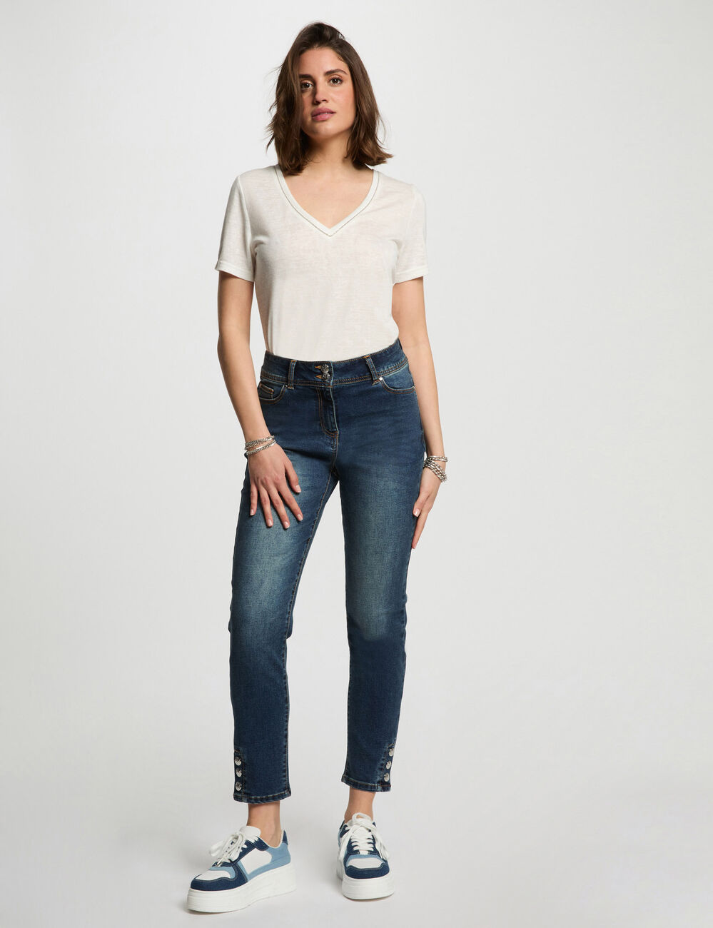 7/8 Slim-Jeans stone denim damen