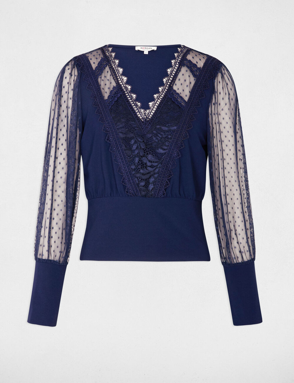 T-shirt manches longues bleu marine femme