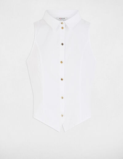 Chemise cintrée sans manches blanc femme