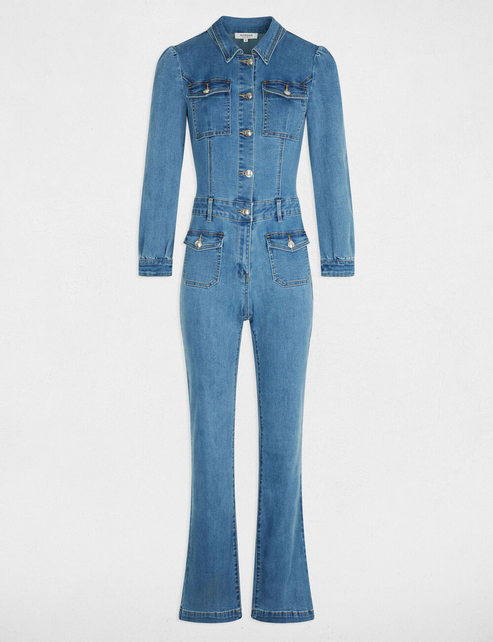 Langer Jumpsuit aus Jeansstoff stone denim damen