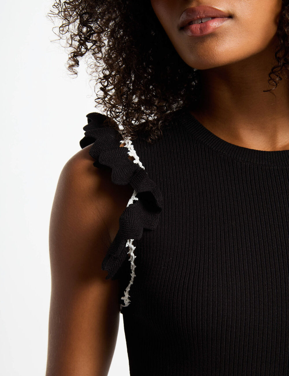 Robe tricot ajustée noir femme