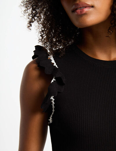 Robe tricot ajustée noir femme