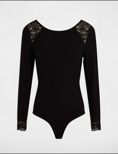 langarm body mit ripp effekt schwarz damen Langarm-Body mit Ripp-Effekt schwarz damen