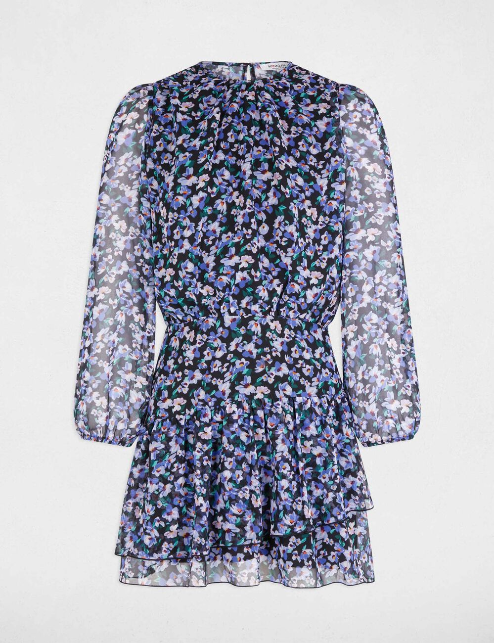 Kurzes Kleid mit Rundhalsausschnitt mehrfarbig damen