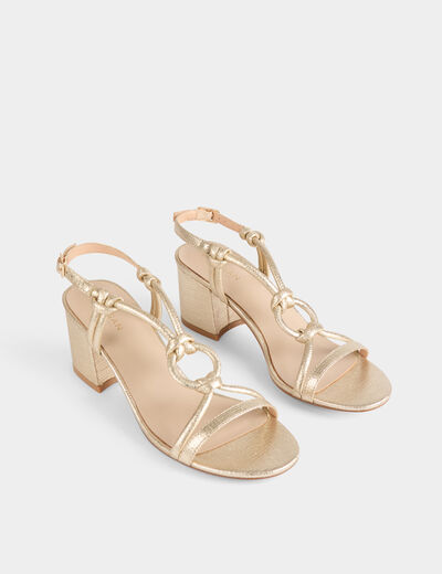 Sandales à talons et anneaux jaune or femme