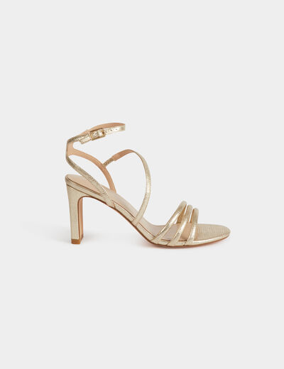 Sandales à talons jaune or femme