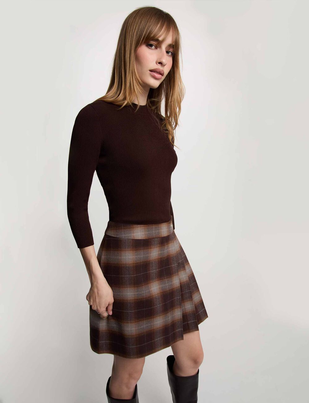 Robe courte col montant multicolore femme