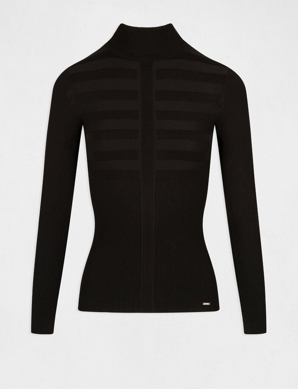 Taillierter Rollkragenpullover schwarz damen