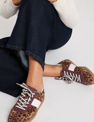 Basket similicuir leopard multicolore femme