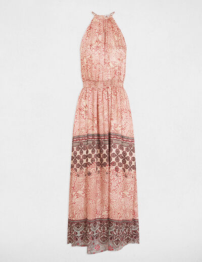Robe longue droite imprimée multicolore femme