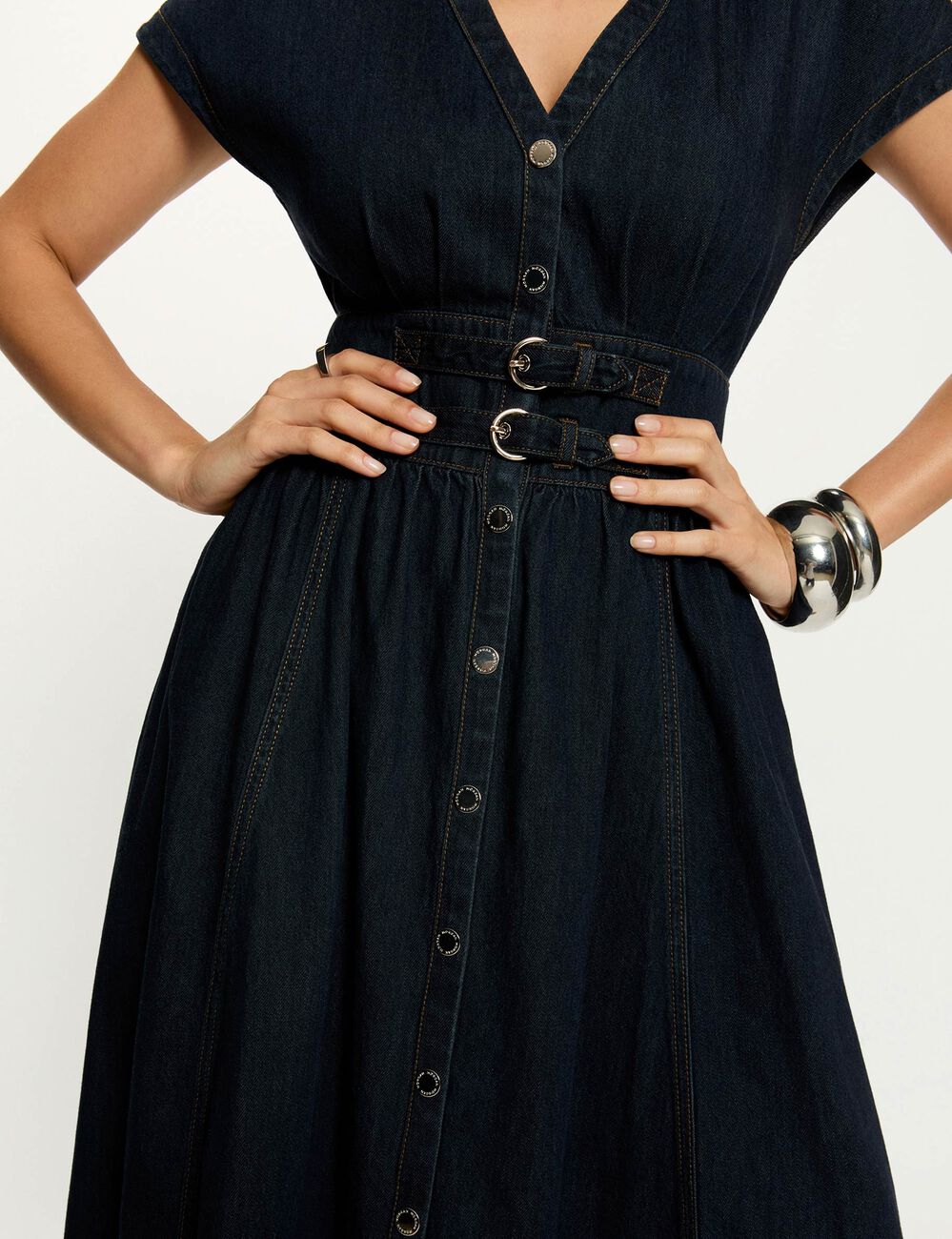 Midikleid aus Jeans blau damen