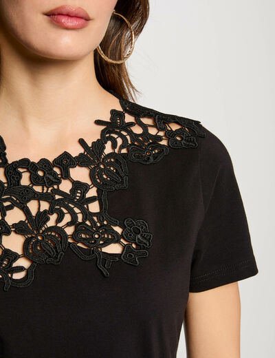 T-Shirt mit kurzen Ärmeln schwarz damen