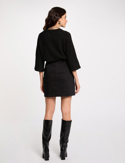 Jupe courte à boutons noir femme