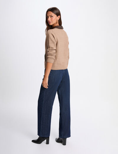 Veste ajust&eacute;e col &agrave; revers marron femme