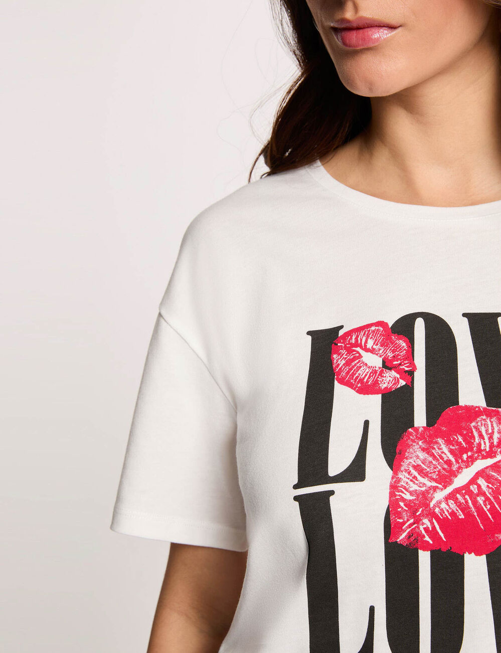 T-Shirt mit Rundhalsausschnitt weiss damen