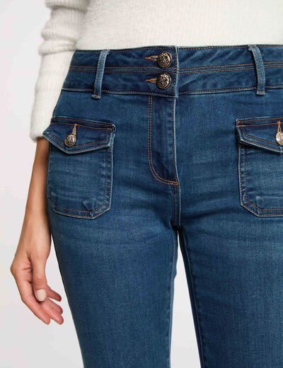 Bootcut Jeans Taschen Knöpfen stone denim damen