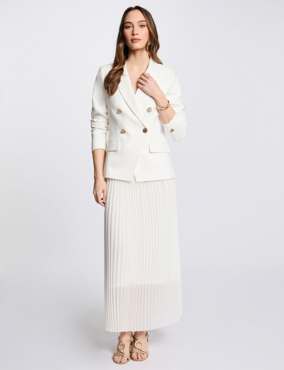 Blazer mit doppelter Knopfleiste weiss damen